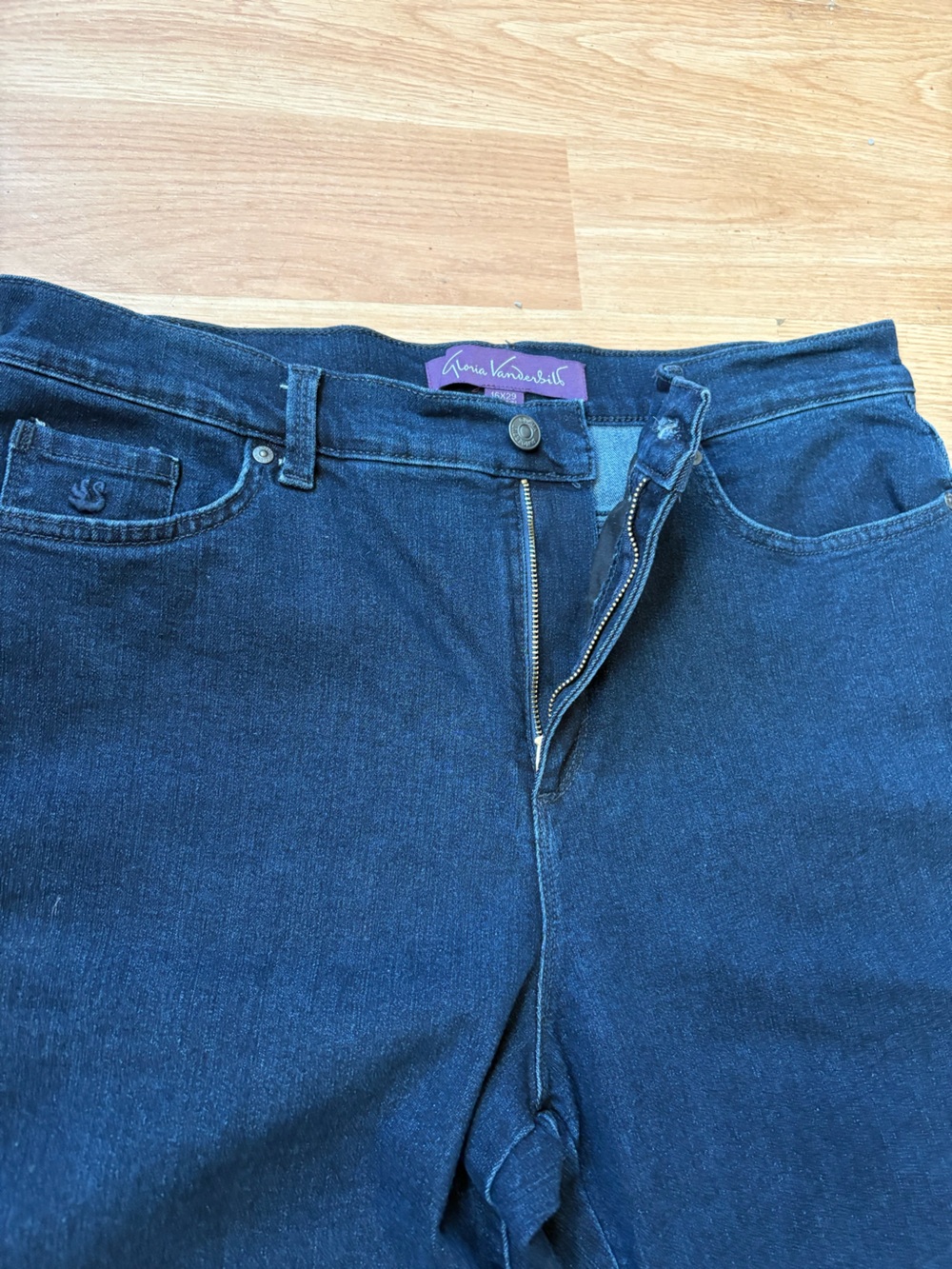 Gloria Vanderbilt Amanda Straight Leg Dark Blue Jeans Sz 16 - Picture 5 of 8